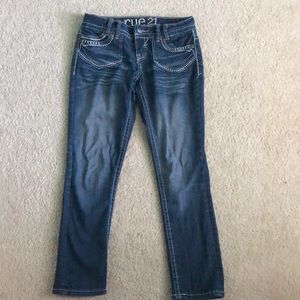 dark wash 3/4 jeans